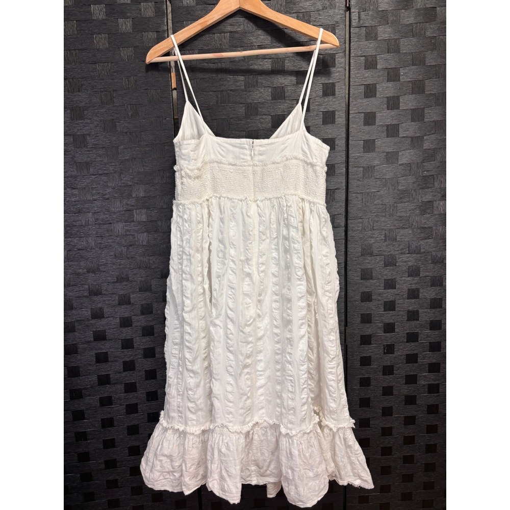 J.Crew Dress Women 10 White Cotton Seersucker Ruffle Hem Grad Bride Coquette - Picture 9 of 9